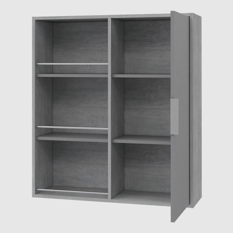 Kamas 41" Gray Wood Wall-Mounted Cabinet with Cubes