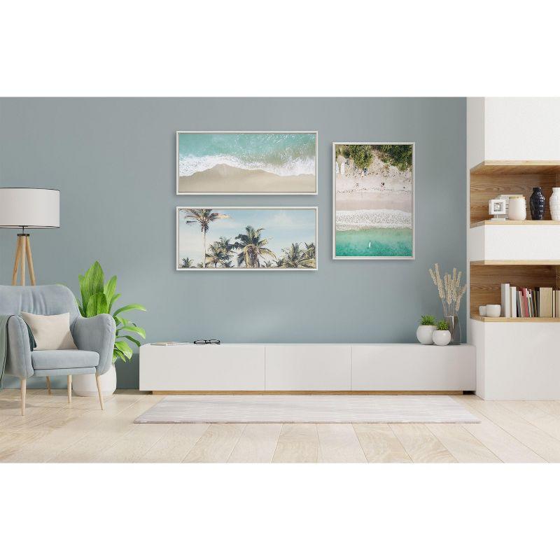 Kate and Laurel Sylvie Ocean Beach Fantasy Framed Canvas by The Creative Bunch Studio, 18x40, White