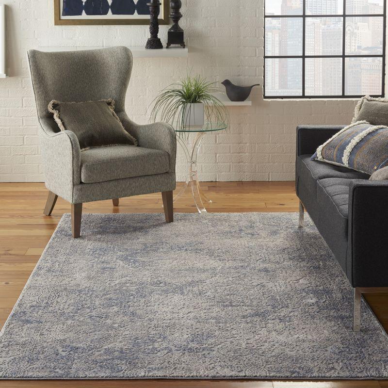 Nourison Rustic Textures Vintage Persian Indoor Area Rug Ivory Light Blue 3'11" x 5'11"