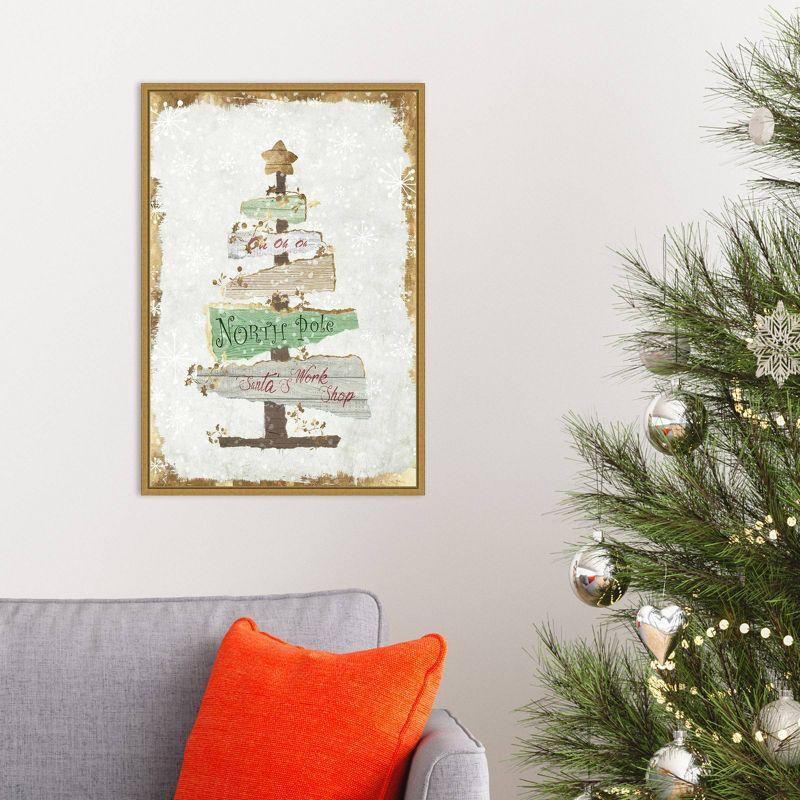 16" x 23" Golden Christmas Tree by PI Studio Framed Canvas Wall Art - Amanti Art