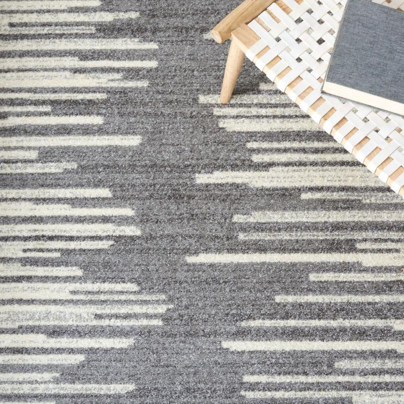 Gray and Ivory Geometric Rectangular Area Rug