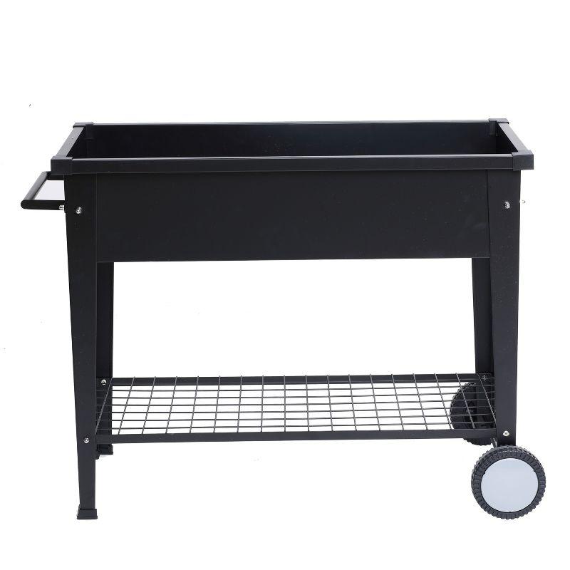 LuxenHome Black Mobile Metal Raised Garden Bed Planter Cart with Legs