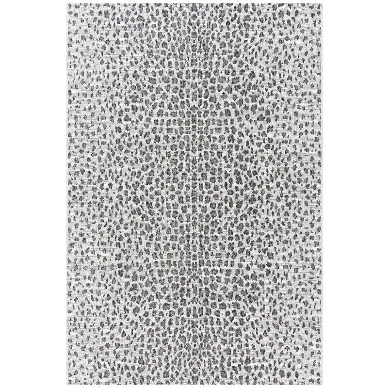 Courtyard Gray and White Synthetic Indoor/Outdoor Area Rug