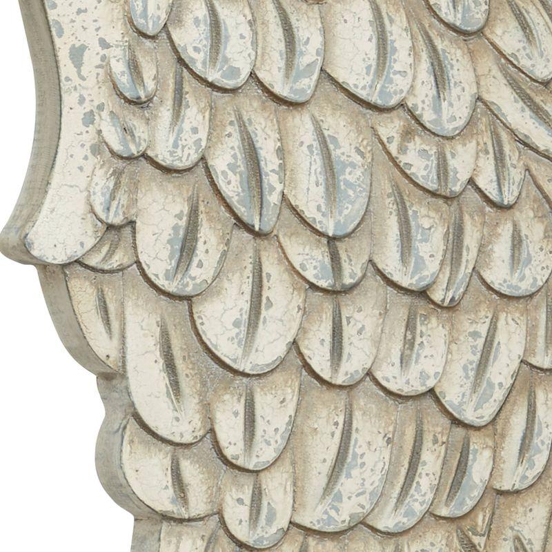 Wood Bird Carved Wings Wall Decor Set of 2 White - Olivia & May: MDF Vintage Style, Angel Relief Sculpture