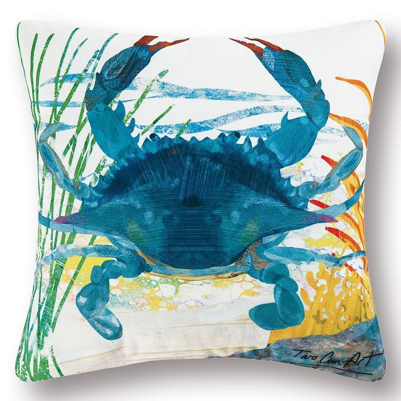 Blue Crab Coastal Indoor/Outdoor Decorative Throw Pillow