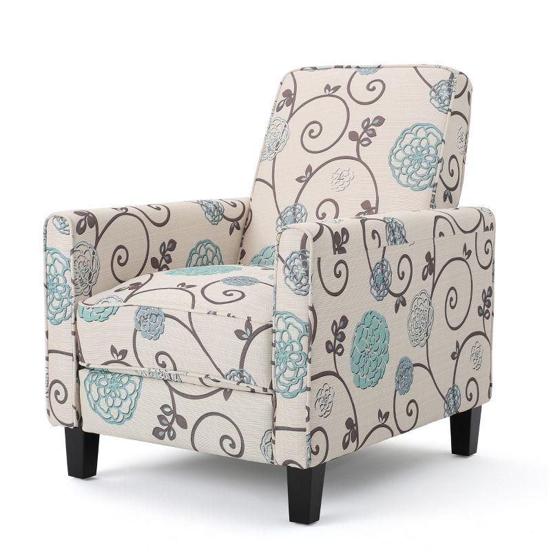 Darvis Fabric Recliner White - Christopher Knight Home: Petite Design, Tapered Legs, Piped Edges