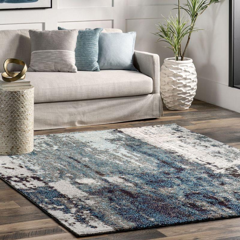 Nuloom Haydee Abstract 7x9 Indoor Area Rug for Living Room Bedroom Dining Room Kitchen, Teal/Ivory