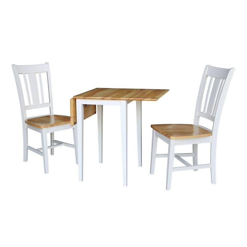 Cain Small Dual Drop Leaf Dining Set with 2 San Remo Chairs White/Natural - International Concepts: Compact, Space-Saving Design