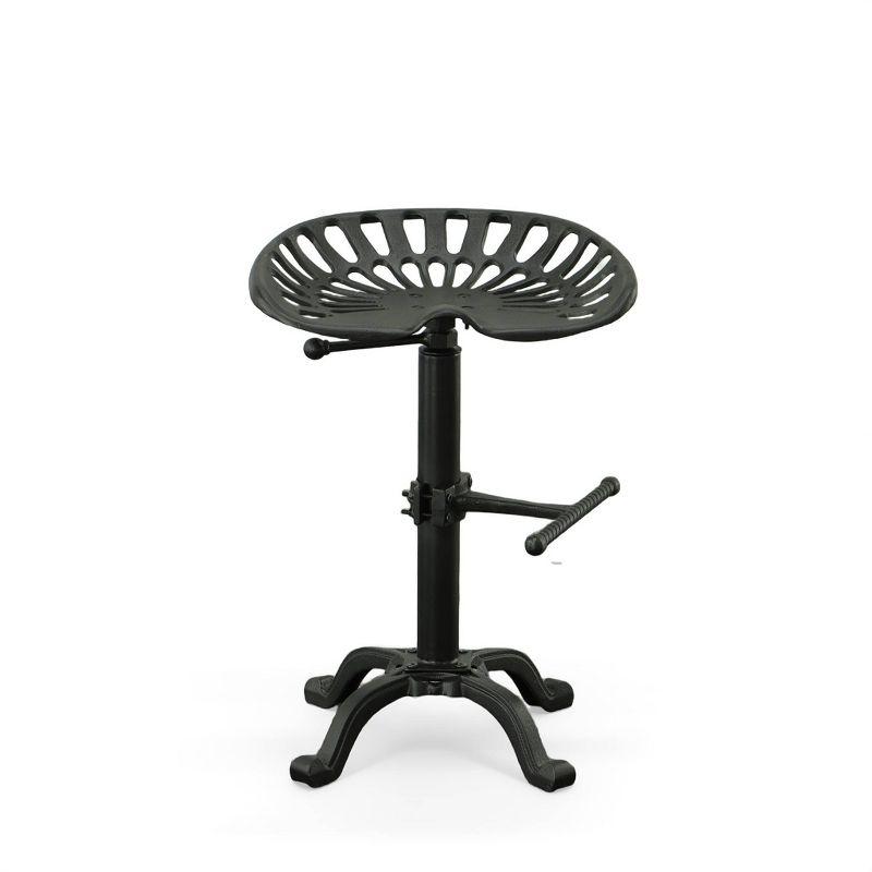 Carolina Living Adjustable Tractor Seat Counter Height Barstool Black: Vintage Style, Iron Base, 22-33" Height