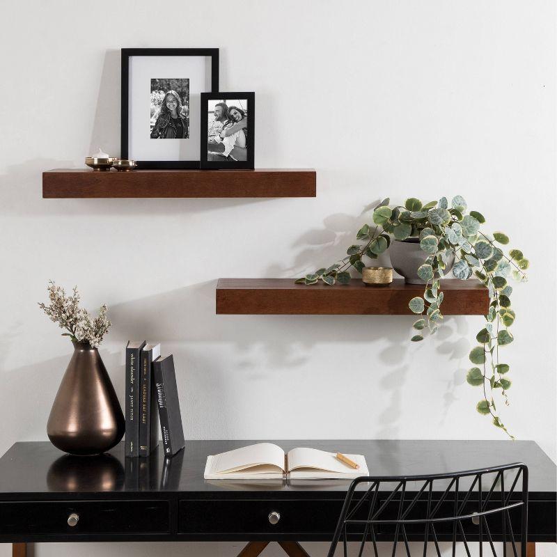 2pc 24" Havlock Wood Shelf Set Walnut Brown - Kate & Laurel All Things Decor: Easy Install, Storage Display