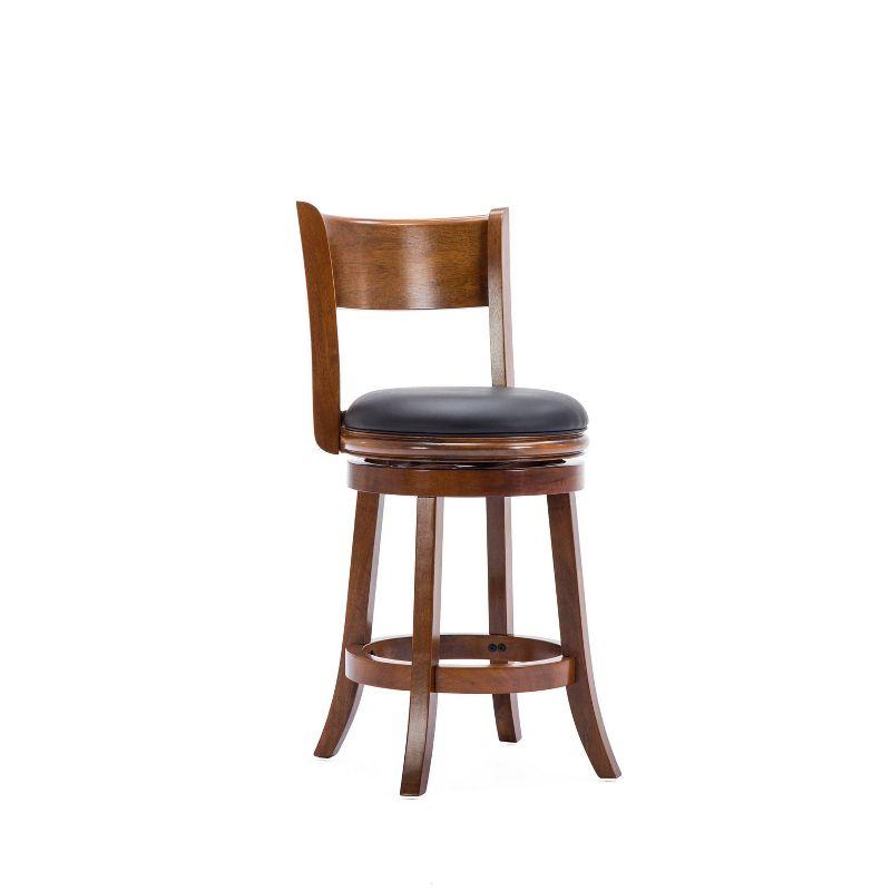 Boraam 24" Palmetto Swivel Hardwood Counter Height Barstool Walnut: Upholstered, Lacquered Finish, Foam Filled