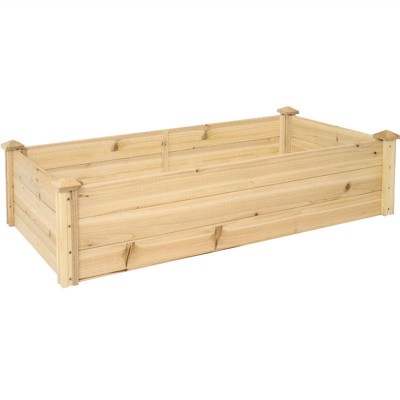 Sunnydaze Natural Fir Wood Raised Garden Bed for Outdoor Plants