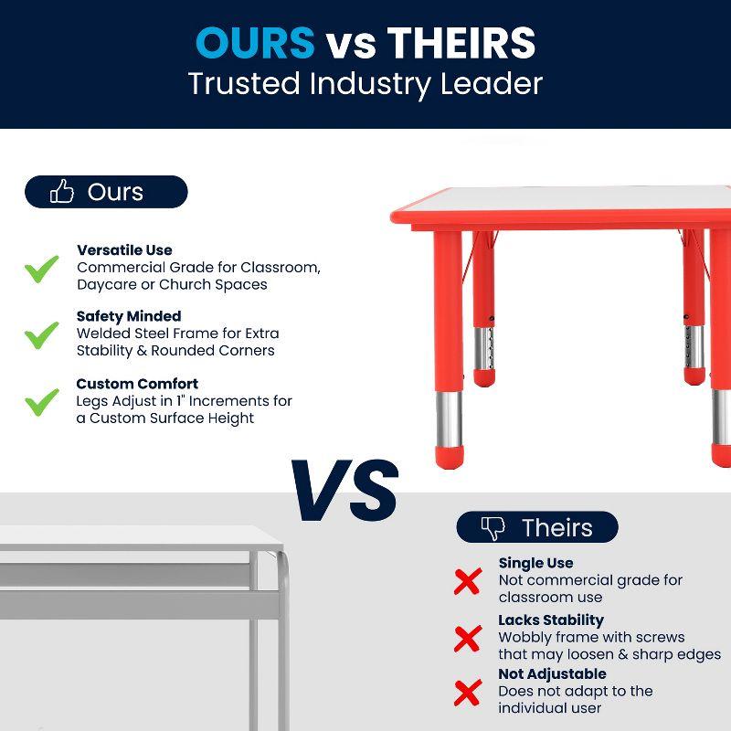 Flash Furniture 23.625"W x 47.25"L Rectangular Plastic Height Adjustable Activity Table