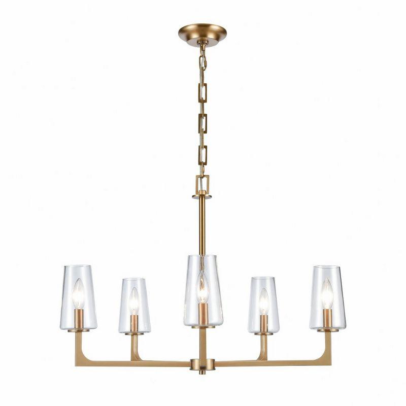 Fitzroy Lacquered Brass 5-Light Chandelier with Clear Glass Shades