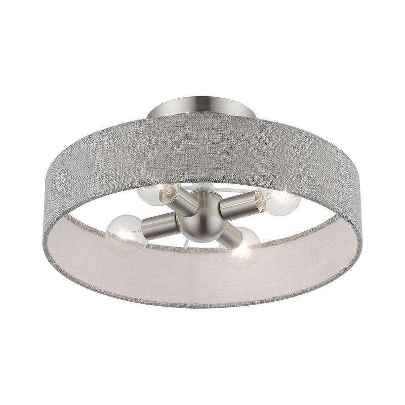 Livex Lighting Elmhurst 4 - Light Semi-Flush Mount in  Brushed Nickel/Shiny White