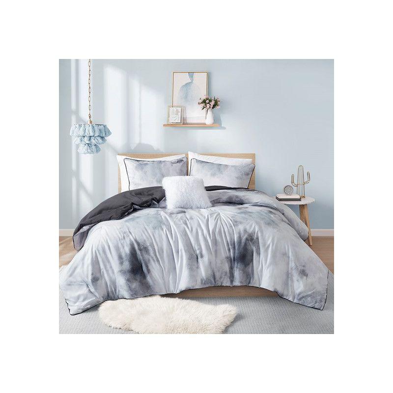 Cassiopeia Watercolor Tie Dye Printed Comforter Set with Throw Pillow
