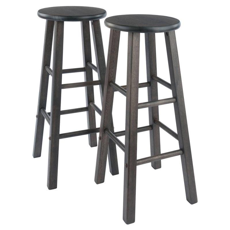 Oyster Gray Solid Wood Adjustable Backless Bar Stool Set