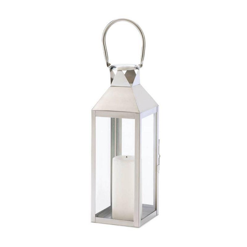 Elegant Manhattan 17.7" Iron and Glass Candle Lantern - Winter White