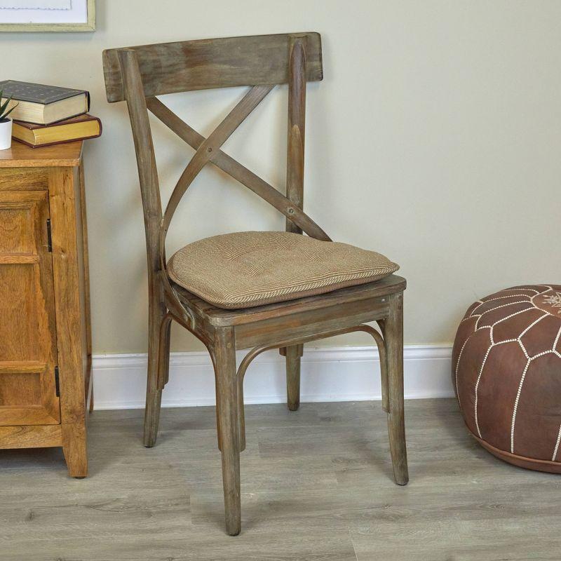 Gripper 2pc 15"x16" Non Slip Saturn Tufted Chair Cushions Tan: Indoor Rectangle Polyester Basket Weave Beige