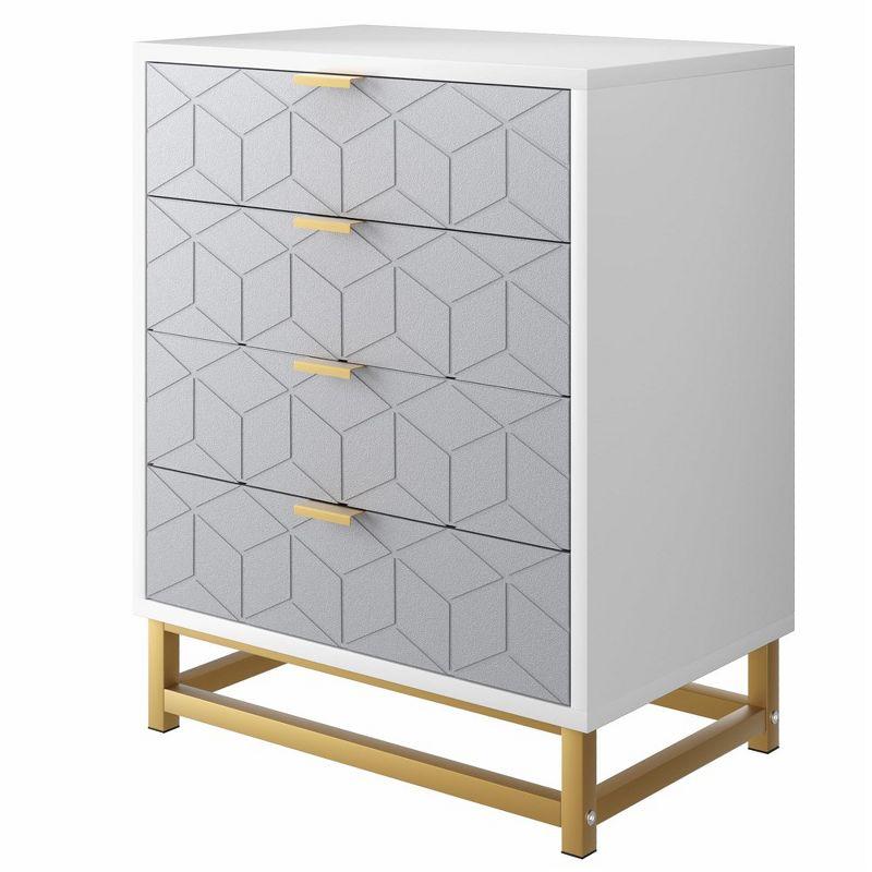 Garvee 4 Drawer Dresser for Bedroom, Wood Chest of Drawers with Metal Legs, Modern Storage Dresser Chest Cabinet Organizer, Large Dresser for Hallway