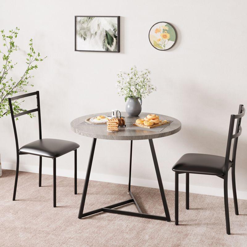 17 Stories Dining Table Set For 2, Round Kitchen Table And Upholstered Chairs For 2, 3 Piece Dining Room Table Set