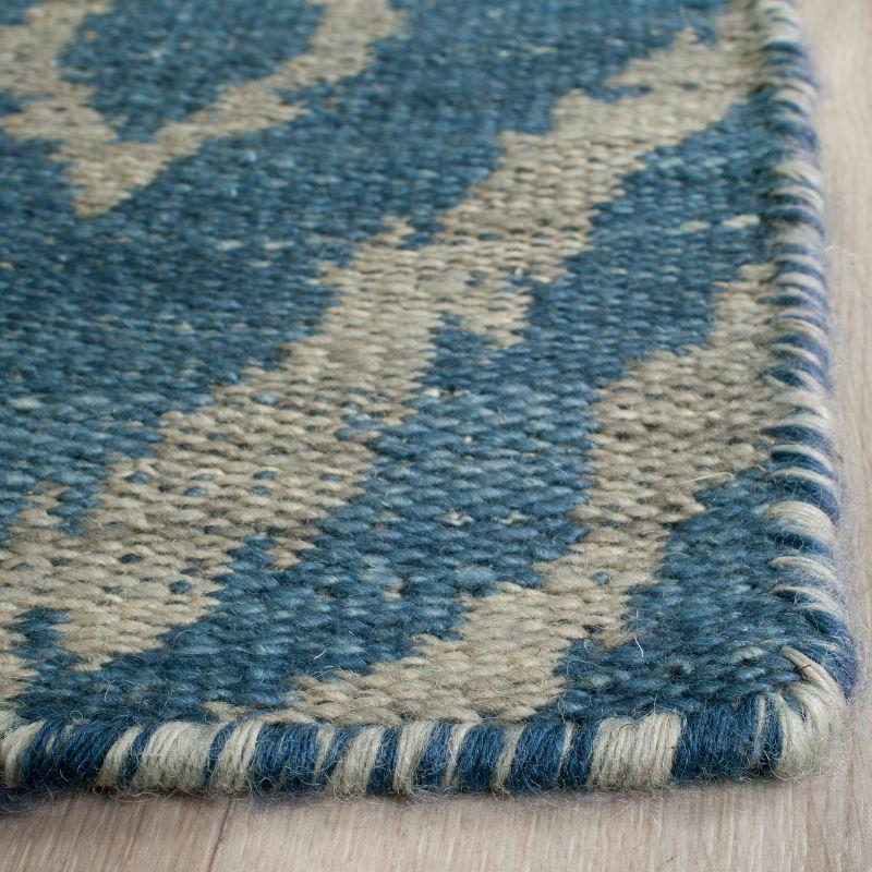 Bohemian Blue-Grey Wool 8' x 10' Hand-Woven Kilim Area Rug