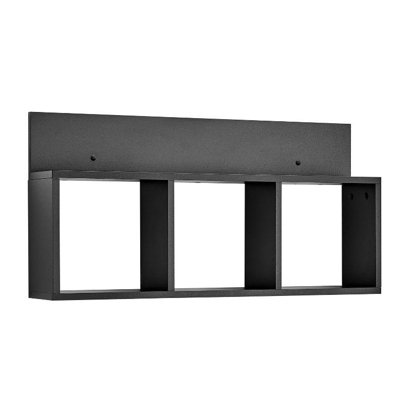 Danya B. 31.5" x 15.7" Modern 3 Cube Floating Wall Shelf with Display Ledge Black: Mid-Century Style, MDF & Iron