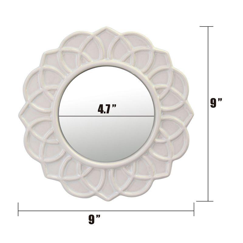 Round Ceramic Floral Wall Hanging Mirror White - Stonebriar Collection