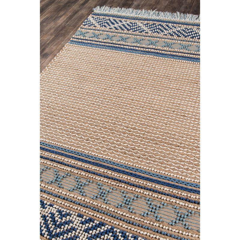 Momeni 5'x7' Esme Joel Striped Handwoven Area Rug Blue: Geometric Pattern, Wool & Jute, Low Pile, Indoor Use