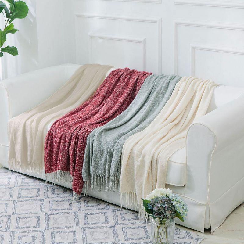 Full Taupe Wool Knitted Machine Washable Throw Blanket