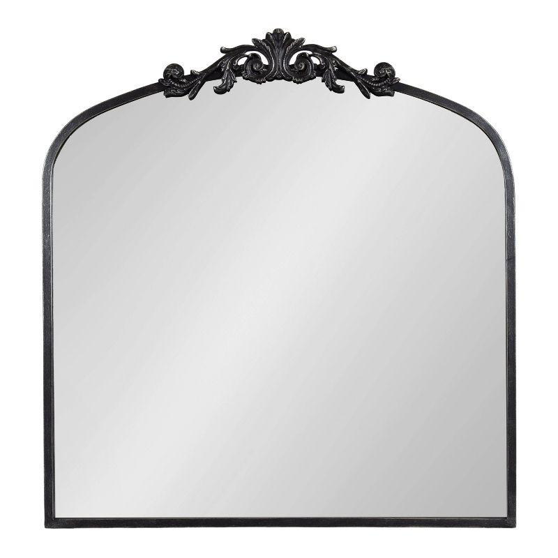 Kate & Laurel All Things Decor 28"x30" Arendahl Traditional Arch Mirror Black: Baroque-Inspired, No Assembly Required