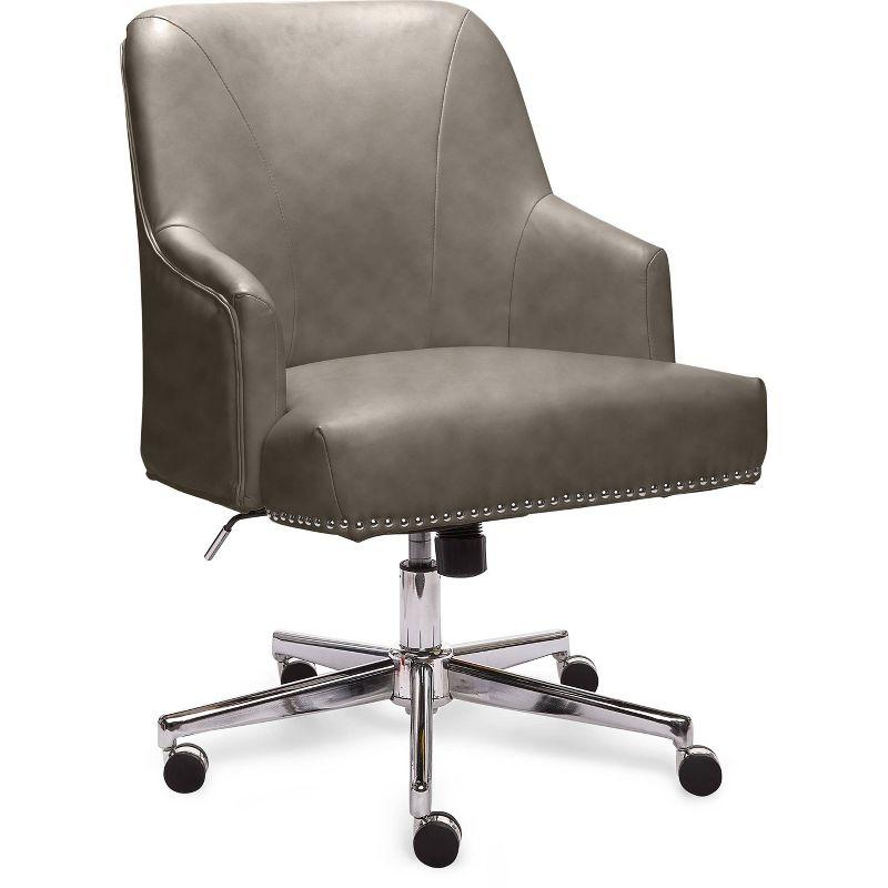 Modern Leighton Swivel Home Office Chair in Gray Bonded Leather