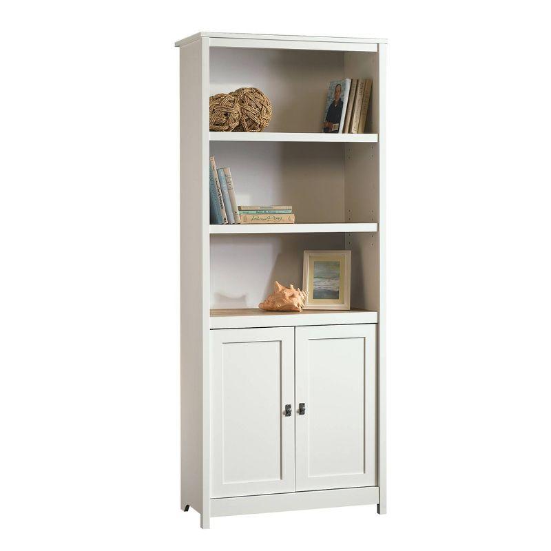 Soft White Adjustable Library Bookcase with Doors