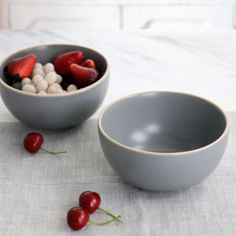 Gibson Home Rockaway 2 Piece Cereal Bowl Set in Gray