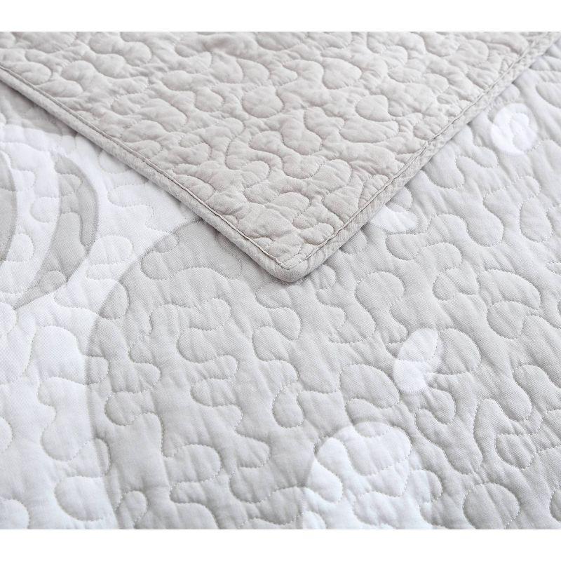 Molokai Gray Reversible Cotton King Quilt Set