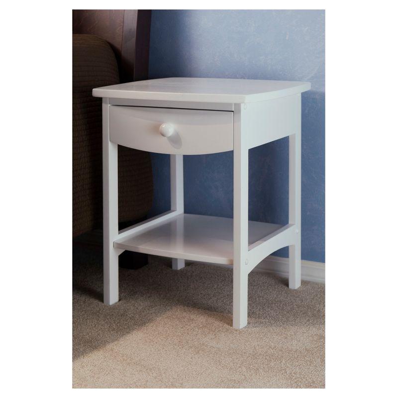 Claire Accent Table White - Winsome: Wood Composite Nightstand with Drawer & Shelf, Spot Clean