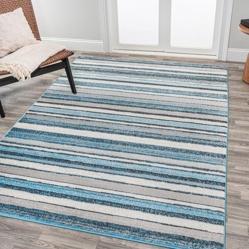 3' x 5' Magnolia Beach Strie' Striped Area Rug, Blue/Navy - JONATHAN Y