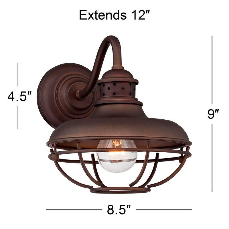 Franklin Iron Works Park Rustic Outdoor Barn Lights Fixtures Set of 2 Oil Rubbed Bronze 9" Open Cage for Post Exterior Light Barn Deck Post Light Yard