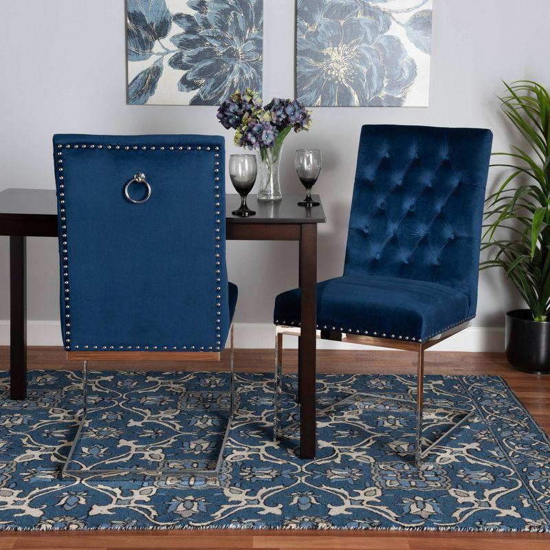 2pc Sherine Velvet Fabric and Metal Dining Chair Set - Baxton Studio