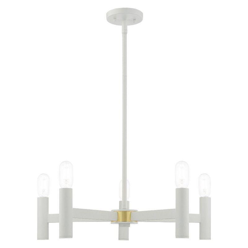 Copenhagen Mid-Century Modern 5-Light White Steel Chandelier