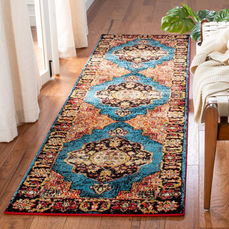 Light Blue Vintage Hamadan 26" Hand-Knotted Area Rug