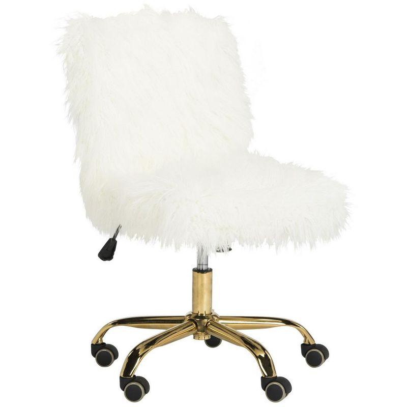 26'' White and Gold Faux Sheepskin Transitional Swivel Task Chair