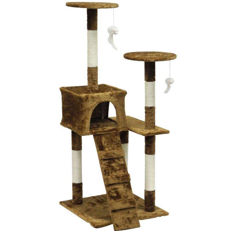 51" Brown Faux Fur Cat Tree Condo with Sisal Posts