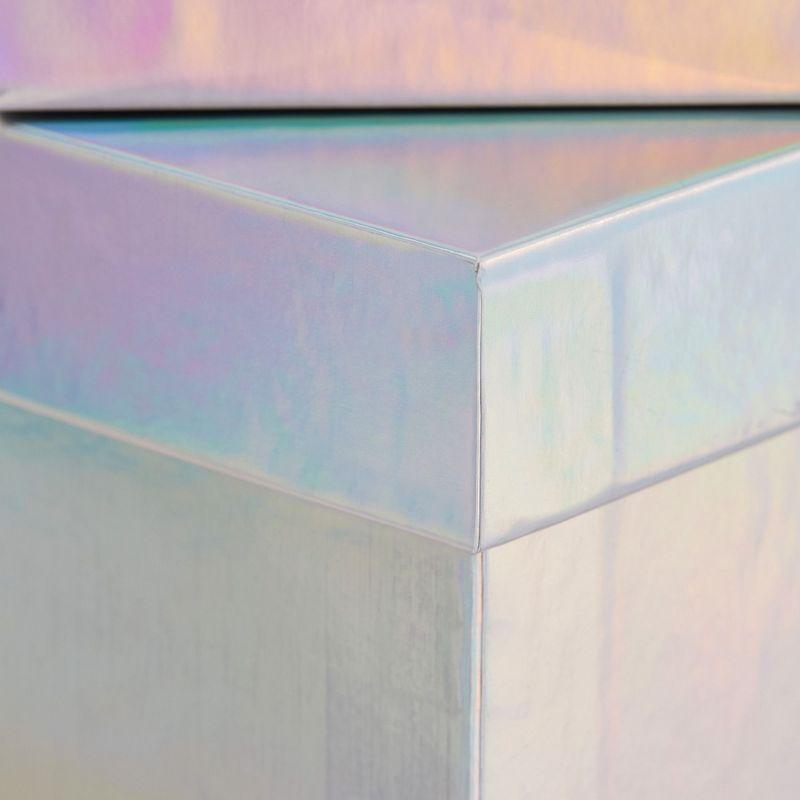 Stockroom Plus Set of 4 Sizes Square Nesting Gift Boxes with Lids for Presents, Decorative Goodie Box for Holidays, Holographic Silver