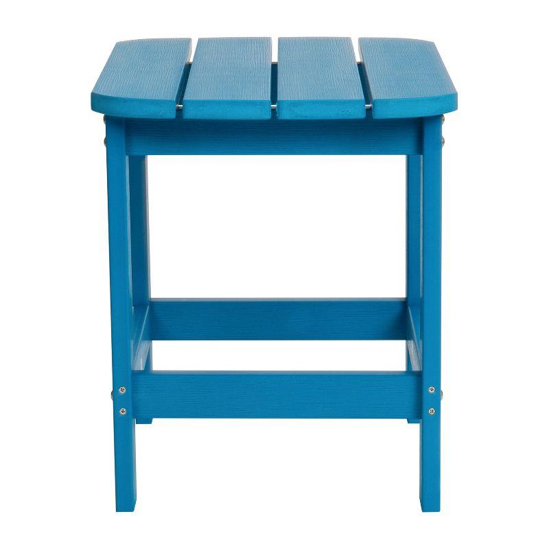 Flash Furniture Charlestown All-Weather Poly Resin Wood Adirondack Side Table in Blue