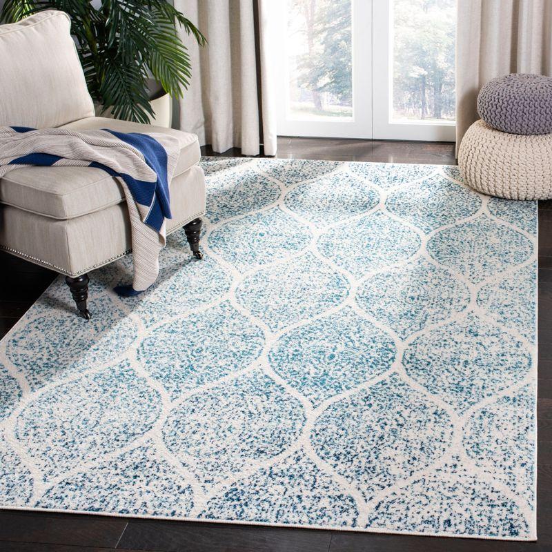 Madison MAD604 Power Loomed Indoor Area Rug - Cream/Turquoise - 5'3"x5'3" - Safavieh