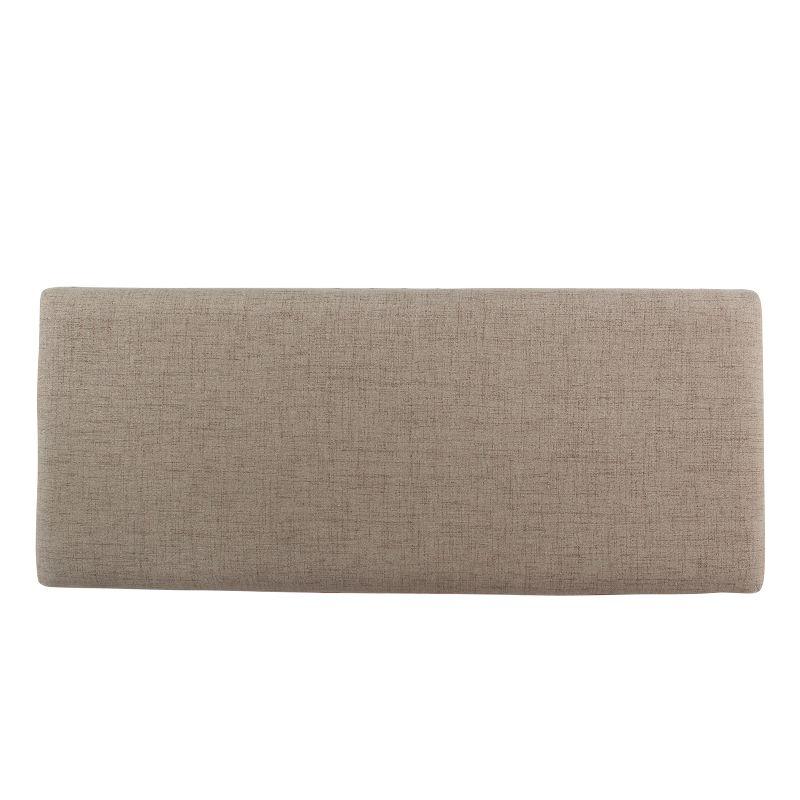 Large Beige Linen Storage Bench with Nailhead Trim