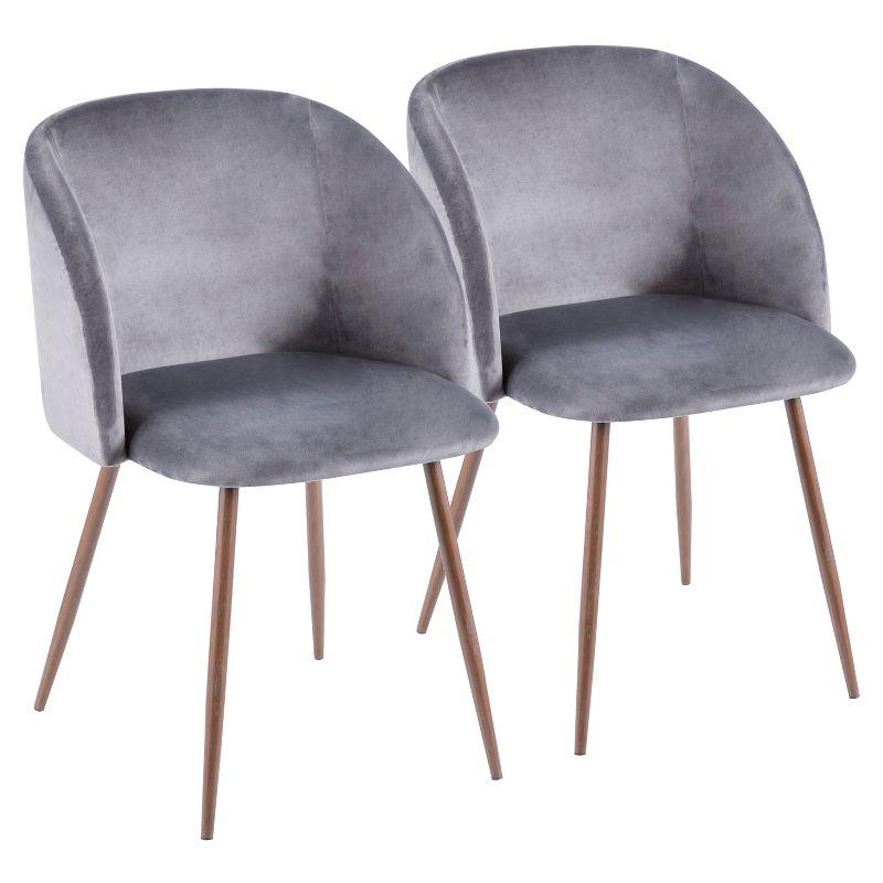 Gray Velvet Upholstered Parsons Side Chair with Metal Legs