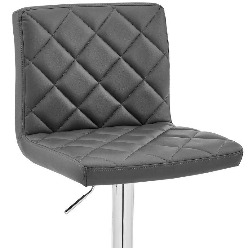 Duval Adjustable Barstool with Faux Leather and Metal Finish Gray - Armen Living