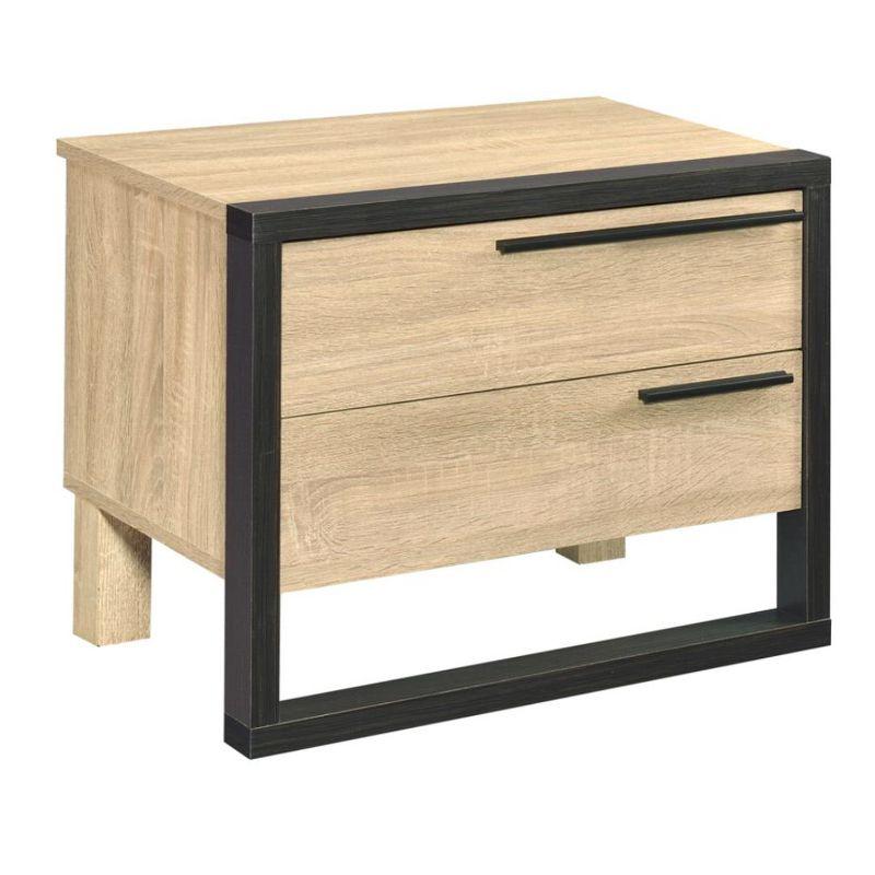 Acme Furniture 22" Erasto Accent Table Oak/Black Finish: Wood Composite Top, Metal Frame, No Assembly Required